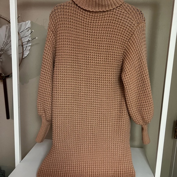 Ted Baker Tan Chunky Waffle Knit Turtleneck Balloon Sleeve Sweater size is S - Picture 2 of 12